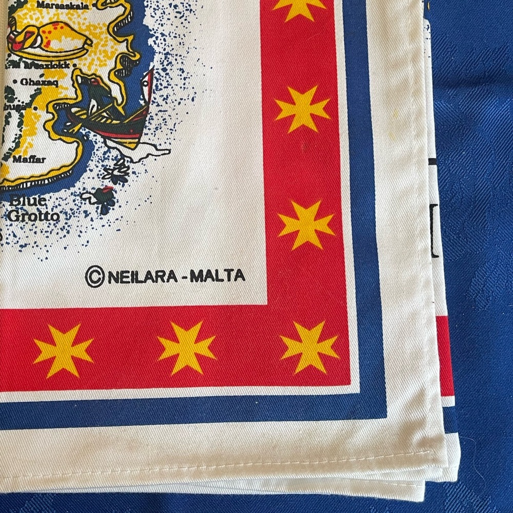 Malta Map Tea Towel with Star Border - Picture 2 of 2